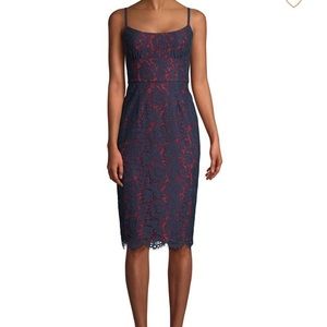 Bcbgmaxazria lace dress navy red size 4